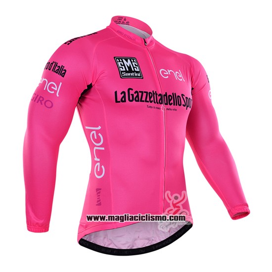 2016 Abbigliamento Ciclismo Giro d'Italia Rosa e Bianco Manica Lunga e Salopette